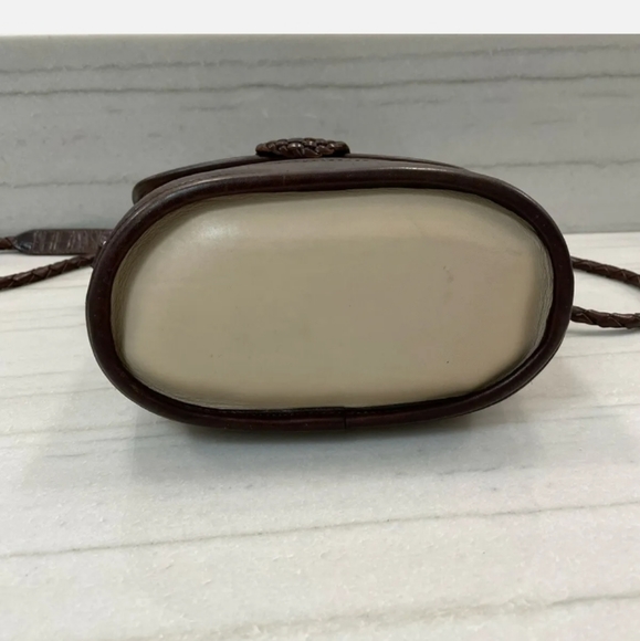 Brighton Celtic Leather Brown Bone Croc Womens Crossbody Silver Plate New - Picture 7 of 11